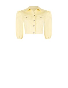 Casaco de ganga cropped elástico com bolsos pequenos Rinascimento