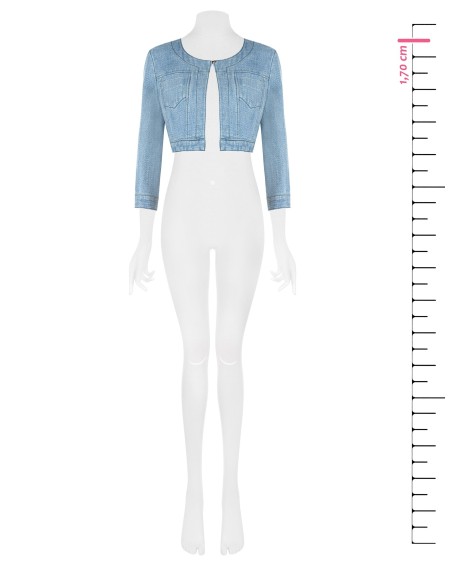 Jaqueta bolero em denim com fio de lurex e efeito glitter Rinascimento