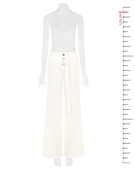 Jeans de perna larga elásticos com cinto coordenado Rinascimento