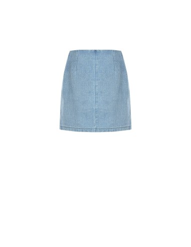 Mini-saia com corte trapézio em ganga com fio de lurex e efeito glitter Rinascimento