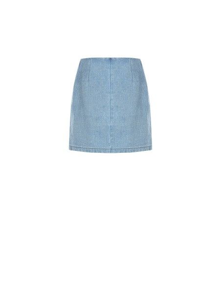 Mini-saia com corte trapézio em ganga com fio de lurex e efeito glitter Rinascimento