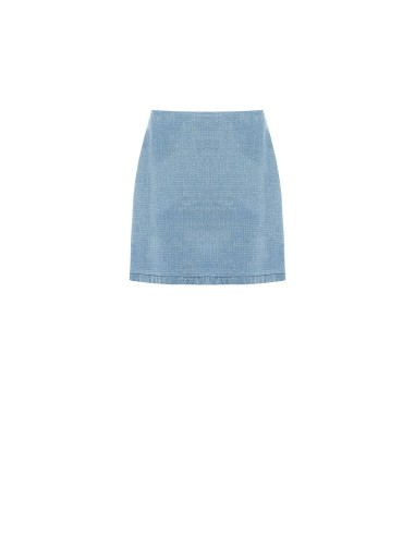 Minissaia trapezoidal em denim com fio de lurex efeito glitter Rinascimento