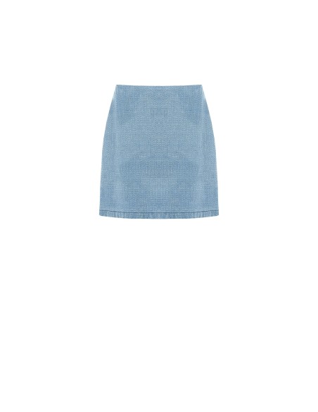 Minissaia trapezoidal em denim com fio de lurex efeito glitter Rinascimento