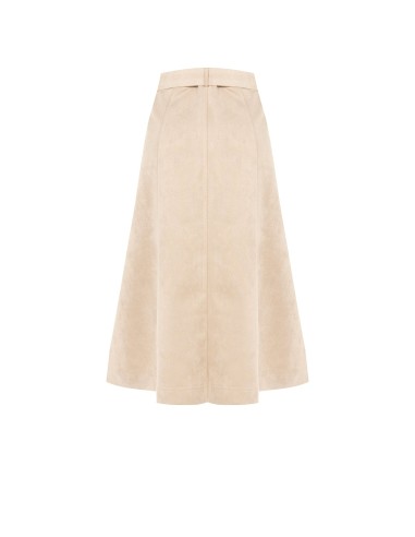 Saia longa evasé em camurça sintética com cinto rígido coordenado Rinascimento