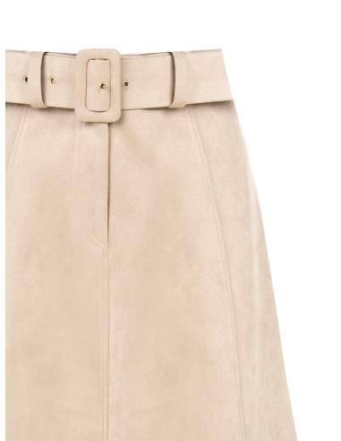 Saia longa evasê em imitação de daim com cinto rígido coordenado Rinascimento