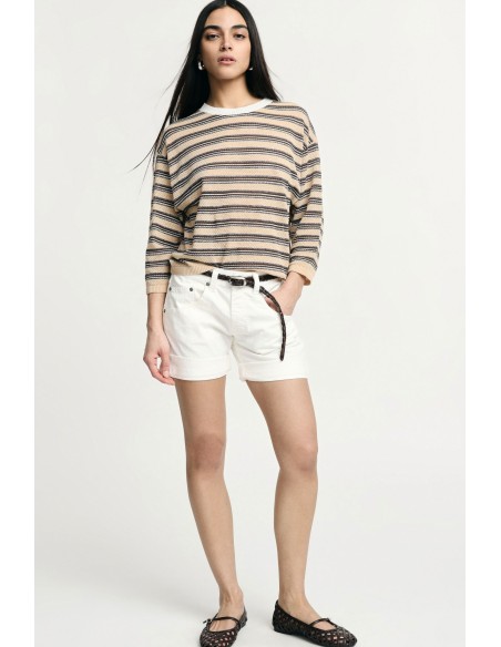 Short monocromático com cinco bolsos e bainhas viradas por favor