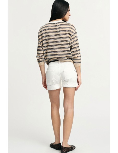 Short Monocromático com Cinco Bolsos e Bainhas Viradas Por Favor