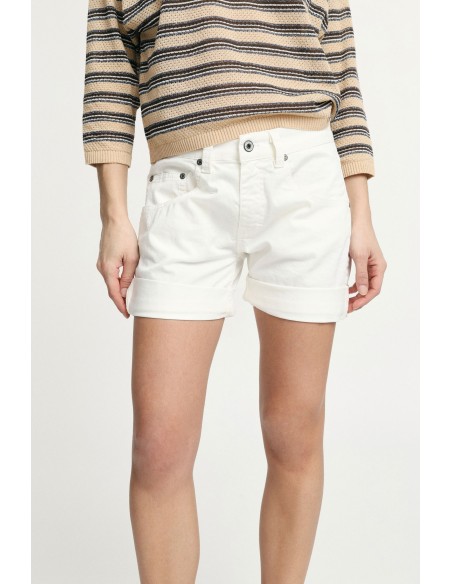 Shorts lisos com cinco bolsos e bainhos virados, por favor