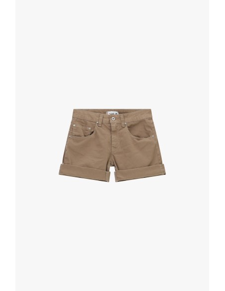Short Monocromático com Cinco Bolsos e Bainhas Viradas Por favor
