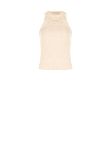 Top Aderente In Misto Cotone A Coste Con Strass Rinascimento - Vest...