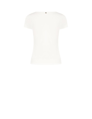 T-shirt justa em mistura de viscose com decote em V franzido Rinascimento