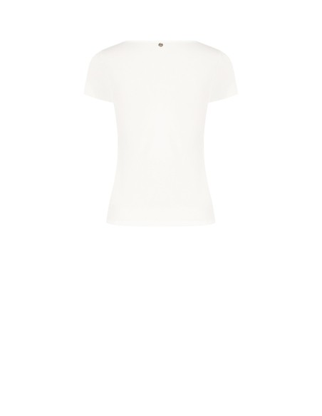 T-shirt justa em mistura de viscose com decote em V franzido Rinascimento