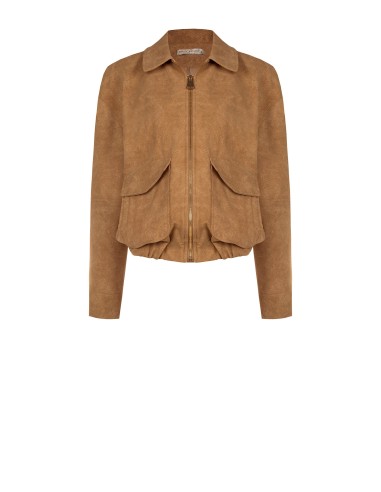 Giubbotto Bomber In Simil Camoscio Sfumato Con Maxi Tasche Rinascim...