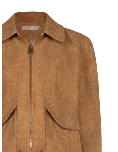 Giubbotto Bomber In Simil Camoscio Sfumato Con Maxi Tasche Rinascim...