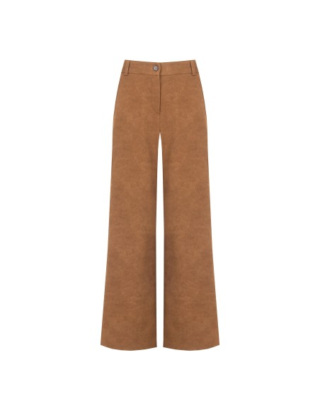 Pantaloni Palazzo In Simil Camoscio Sfumato Con Elastico Dietro Rin...
