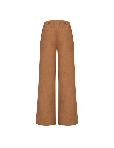 Pantaloni Palazzo In Simil Camoscio Sfumato Con Elastico Dietro Rin...