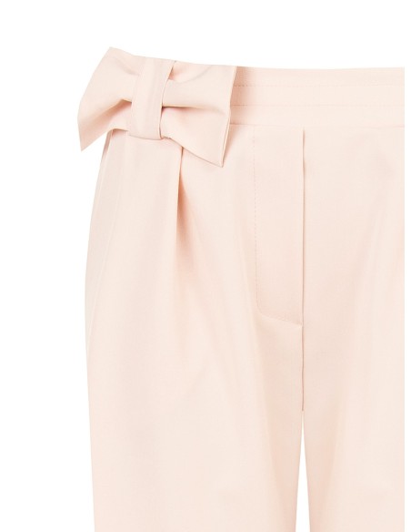 Pantaloni A Sigaretta In Misto Viscosa Con Fiocco In Vita Ed Elasti...