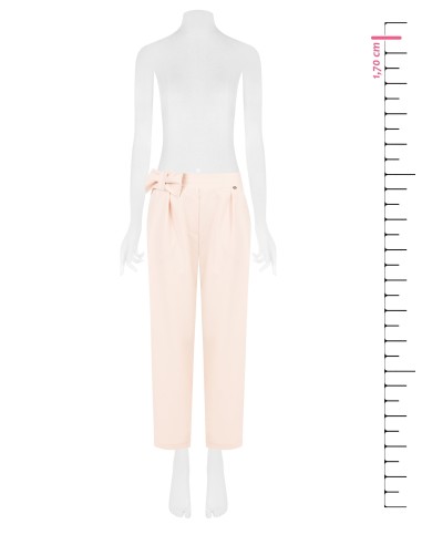 Pantaloni A Sigaretta In Misto Viscosa Con Fiocco In Vita Ed Elasti...