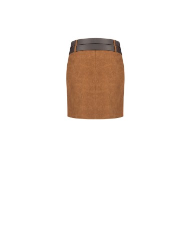 Minigonna In Simil Camoscio Sfumato Con Doppia Cintura In Similpell...