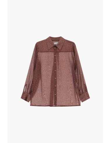 Camisa Regular Fit a Pois com Mangas Compridas Dixie