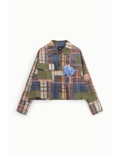 Blazer curto xadrez com bolsos aplicados Dixie 2
