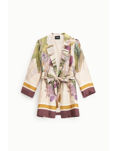 Blazer estampado floral com cinto na cintura Dixie