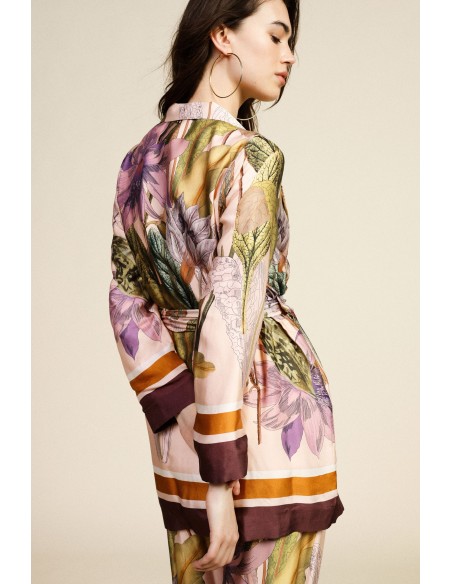 Blazer com estampa floral e cinto na cintura Dixie