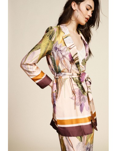 Blazer com estampa floral e cinto na cintura Dixie