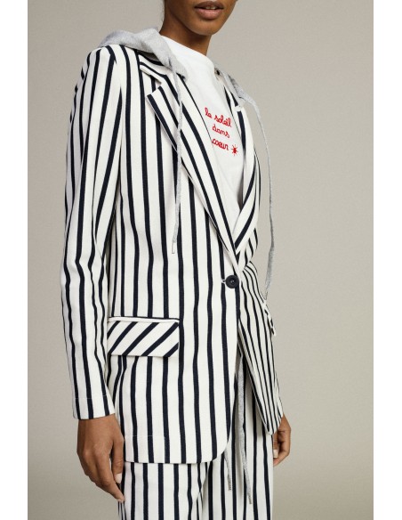 Blazer às riscas com capuz e fecho de botão Dixie