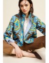 Blazer Curto Estampado Com Forro Às Riscas Dixie