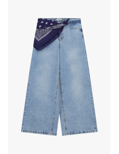 Jeans de Perna Larga com Lenço Estampado Dixie