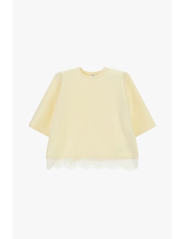 T-shirt de mangas curtas com acabamento em renda Dixie