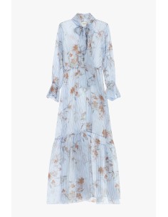 Vestido Longo Com Estampa Floral E Gola Com Laço Dixie 2