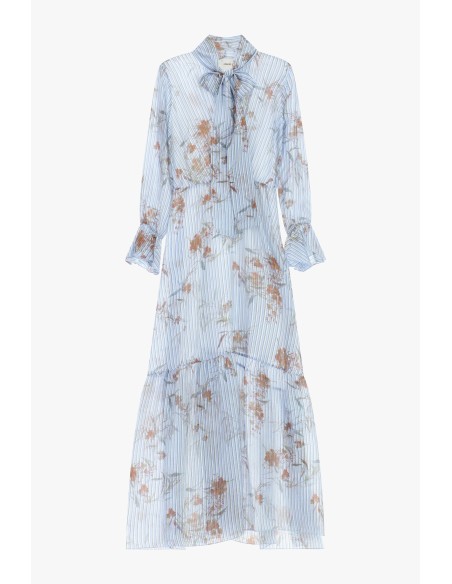 Vestido Longo Com Estampa Floral E Colarinho Com Laço Dixie