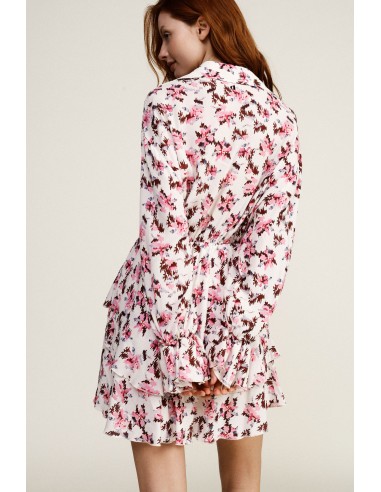 Vestido Curto Estampado Floral com Renda Dixie