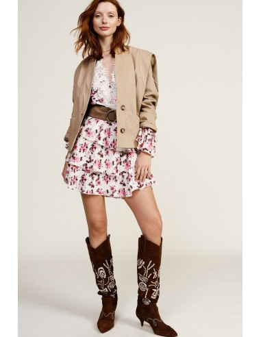 Vestido Curto com Estampa Floral e Renda Dixie