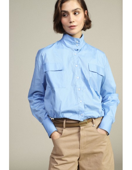 Camicia Cropped Con Tasche Frontali E Colletto Alto Dixie - Vestiti...