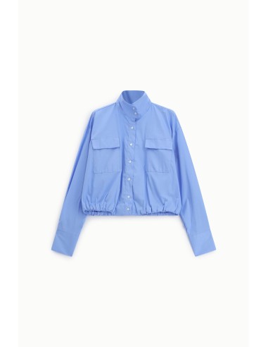 Camisa cropped com bolsos frontais e colarinho alto Dixie