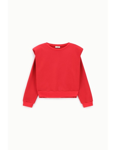 Sweatshirt Gola Redonda Ombros Estruturados Bainha Elástica Dixie