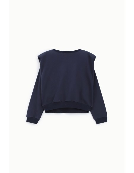 Sweatshirt Gola Redonda Ombros Estruturados Barra Elástica Dixie