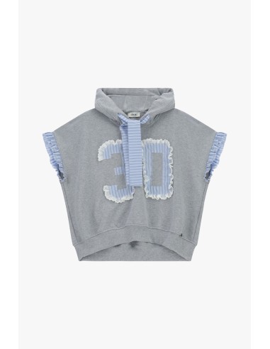Sweat com capuz sem mangas e detalhes em folhos Dixie