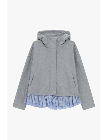 Sweatshirt Com Capuz E Babado Plissado Dixie