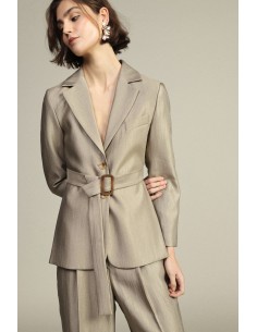 Camisa-Blazer com Cinto e Fenda Lateral Dixie