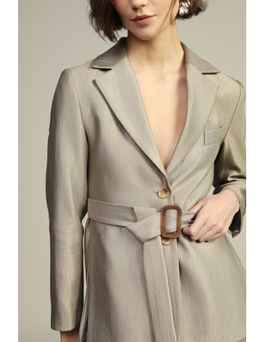 Sobrecamisa com cinto e fenda lateral Dixie