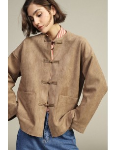 Casaco-camisa com fecho oriental e bolsos aplicados Dixie