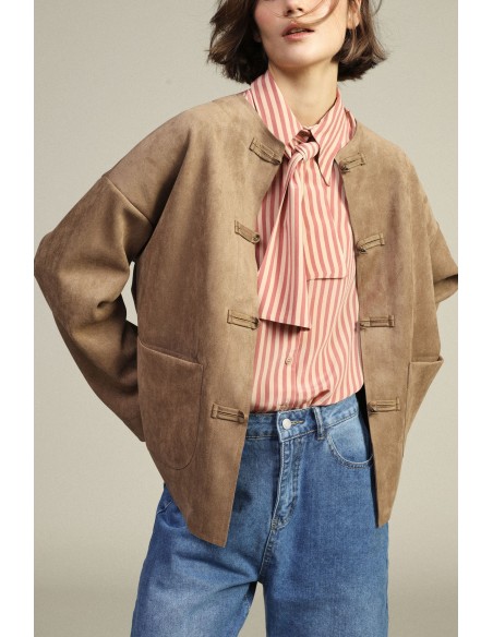 Casaco-Camisa com Fecho Oriental e Bolsos Aplicados Dixie