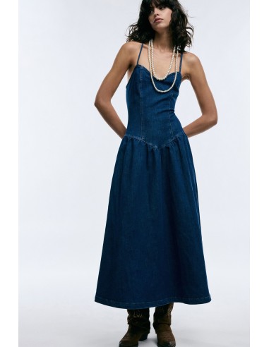Vestido Longo com Alças e Decote em Coração Please
