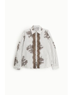 Camisa com estampado às riscas e renda com botões Please 2