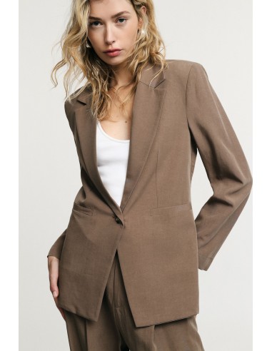 Blazer de corte regular de um só peito com bolsos frontais Please