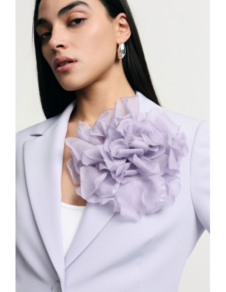 Blazer de um só peito com grande flor decorativa Please